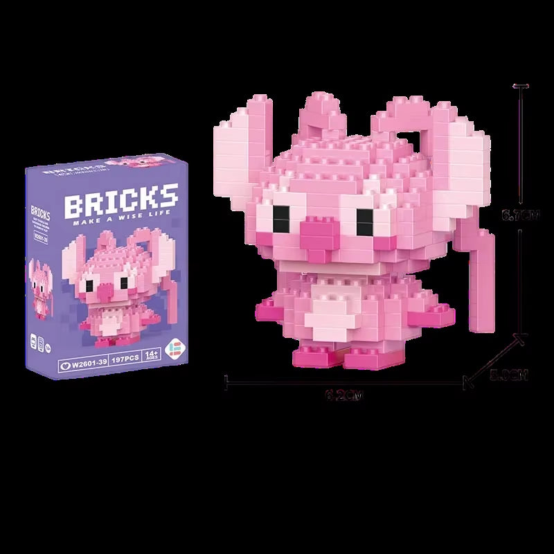 Disney Lilo Stitch Toys Building Blocks Pokeman Pikechu Lega Anime Cartoon Character Model Building Blocks Toy for Children Gift