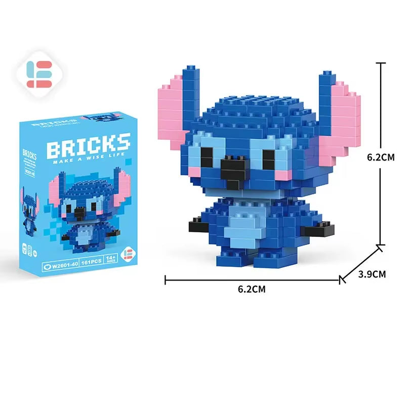 Disney Lilo Stitch Toys Building Blocks Pokeman Pikechu Lega Anime Cartoon Character Model Building Blocks Toy for Children Gift