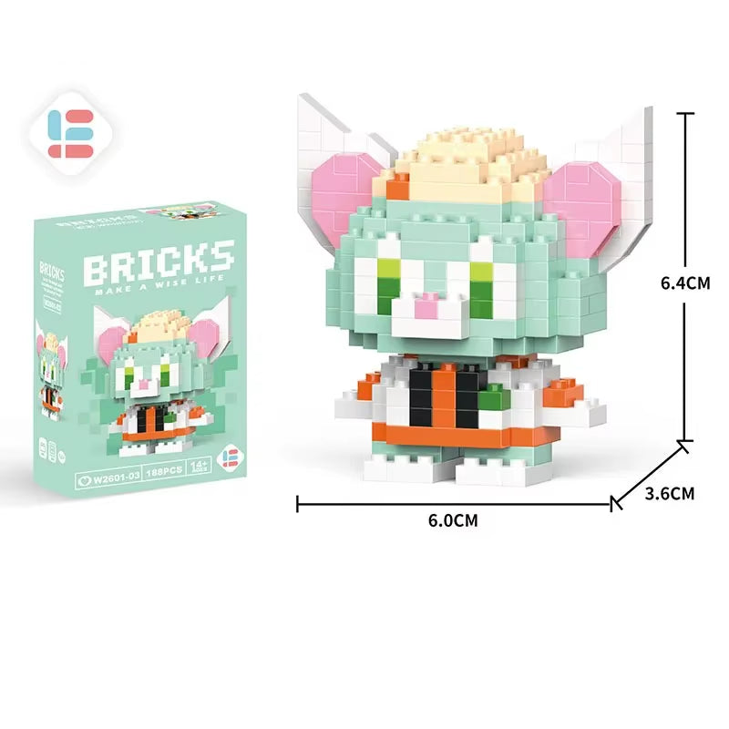 Disney Lilo Stitch Toys Building Blocks Pokeman Pikechu Lega Anime Cartoon Character Model Building Blocks Toy for Children Gift