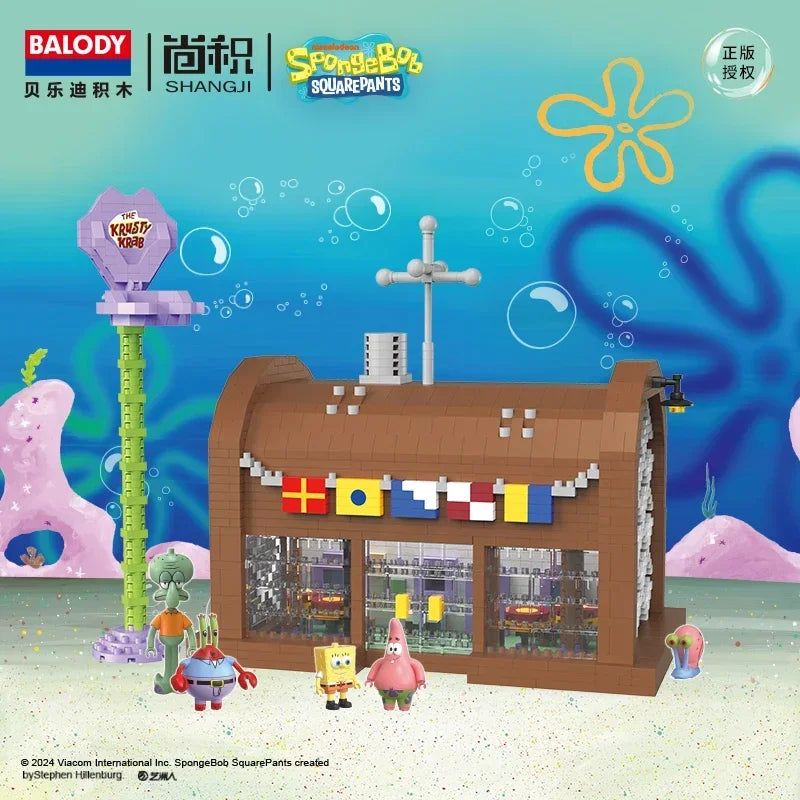 Spongebob Squarepants Series Pineapple House Small Particle Building Blocks Street Scene Children'S Assembly Toy Gift Krab King