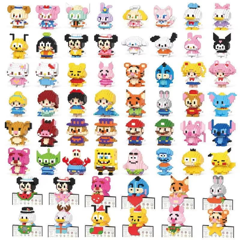 Disney Lilo Stitch Toys Building Blocks Pokeman Pikechu Lega Anime Cartoon Character Model Building Blocks Toy for Children Gift