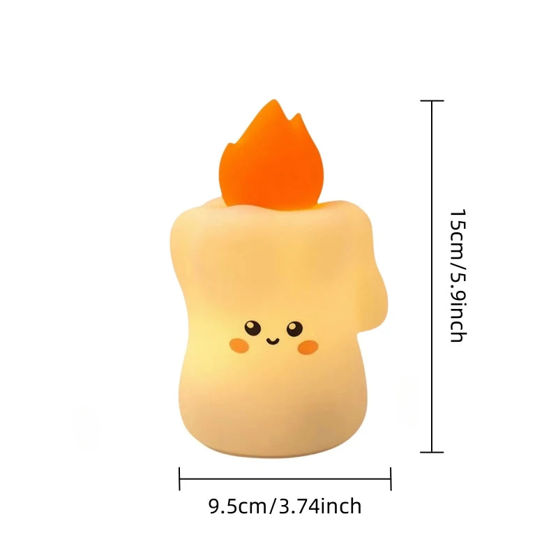 Touch-control candle night light shown as a warm ambient lamp