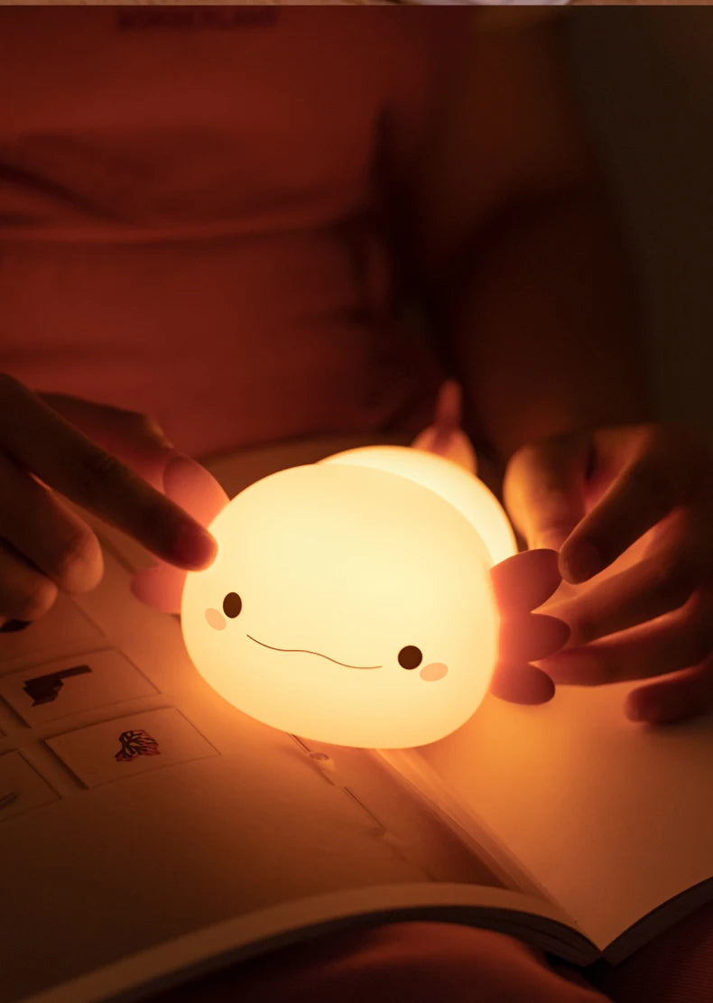 Valentine'S Day Axolotl Silicone Nursery Sleeping Lamp Touch Control Nightlights Gifts USB Rechargeable Table Lamp for Children
