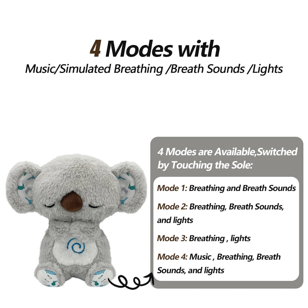 Breathing Bear Capybara Bunny Elephant Plush Doll Stuffed Toy Kids Soothing Music Sound and Light for Baby Sleeping Companion