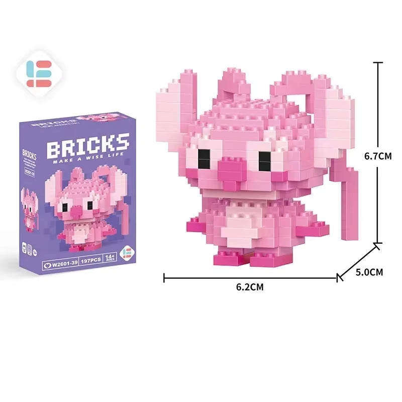 Disney Lilo Stitch Toys Building Blocks Pokeman Pikechu Lega Anime Cartoon Character Model Building Blocks Toy for Children Gift