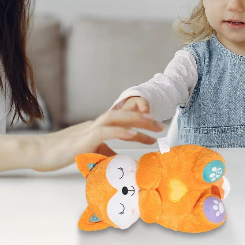 Breathing Stuffed Animal Musical Light up Fox Plushies Children Huggable Plushies Cartoon Animal Doll for Home Nursery