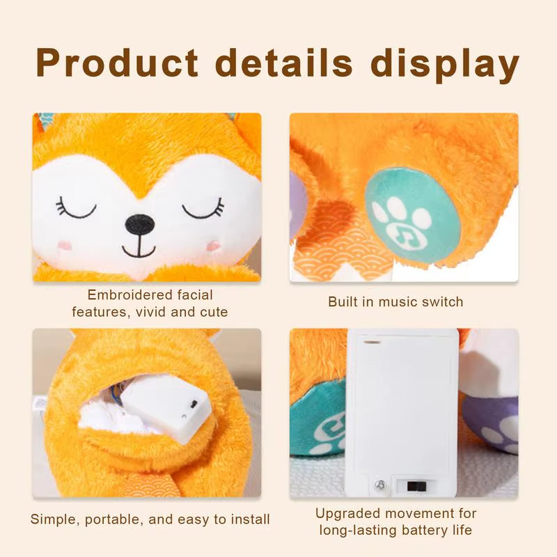 Breathing Stuffed Animal Musical Light up Fox Plushies Children Huggable Plushies Cartoon Animal Doll for Home Nursery
