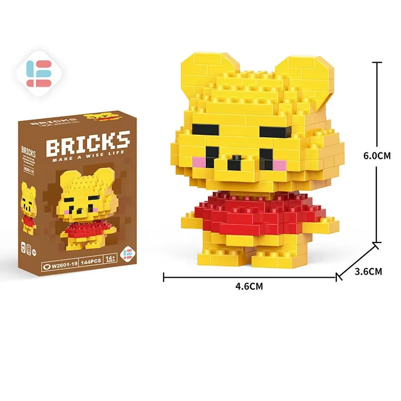 Disney Lilo Stitch Toys Building Blocks Pokeman Pikechu Lega Anime Cartoon Character Model Building Blocks Toy for Children Gift
