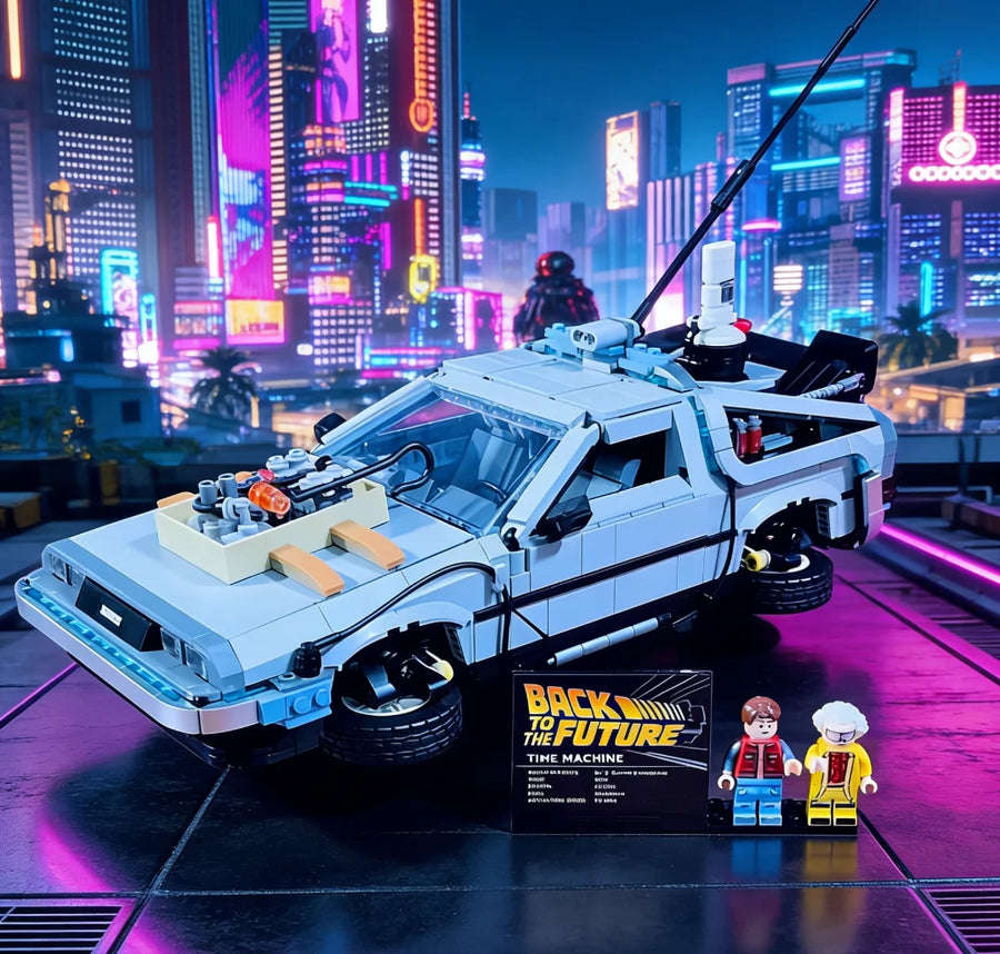 Back to the Future–inspired speed hypercar building block model fully assembled
