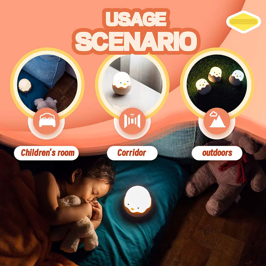 Duck night light used as cozy decor in a child’s bedroom