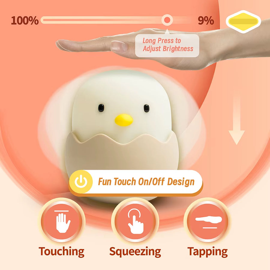 Hand touching the duck night light to adjust brightness