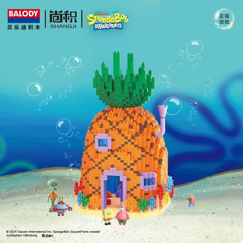 Spongebob Squarepants Series Pineapple House Small Particle Building Blocks Street Scene Children'S Assembly Toy Gift Krab King