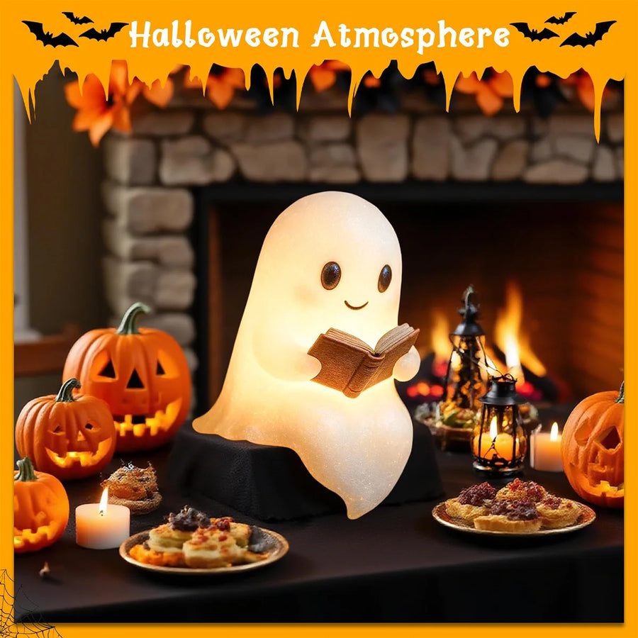 Close-up of the cute cartoon ghost face on the night light
