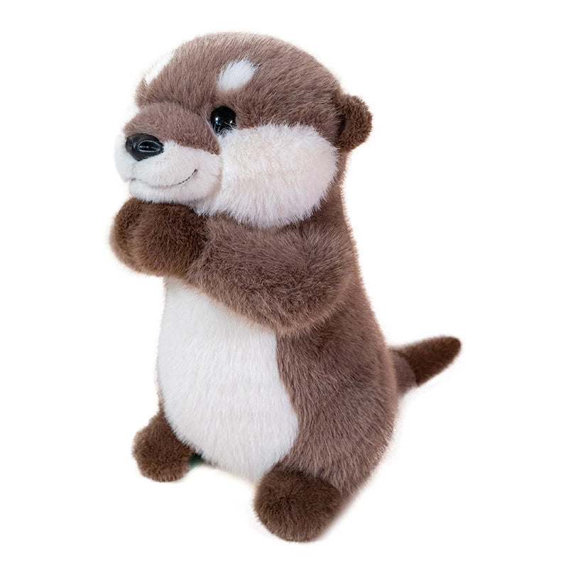 Side view of Ollie the Otter™ handcrafted plush toy, soft cuddly sea animal stuffed toy in 10 and 14 inch sizes, perfect for kids, gifts, and cozy comfort