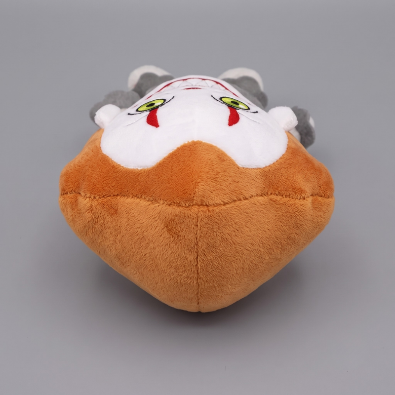 Top view of Pennywise IT plush showing detailed orange hair