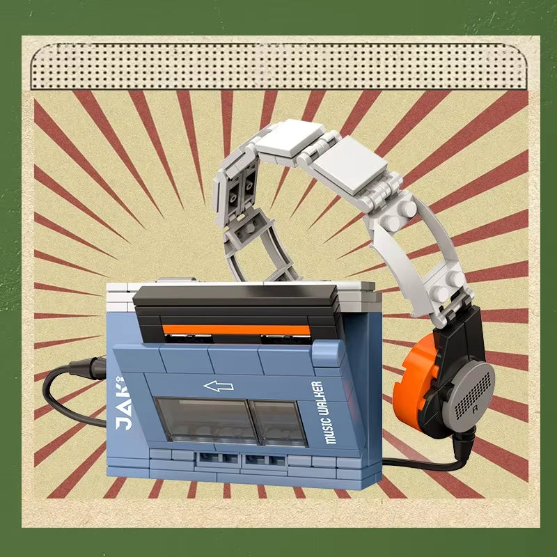 Retro radio mini brick model with detailed design