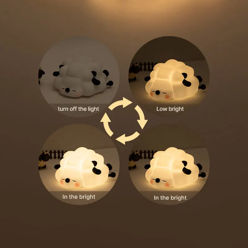 Close-up of the adorable sheep face on the night light