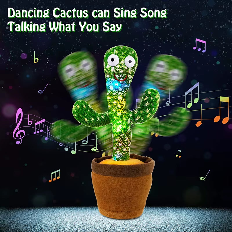 Dancing Cactus 120 Song Speaker Talking Usb Battery Voice Repeat Plush Cactu Dancer Toy Talk Plushie Stuffed Toys for Kids Gift