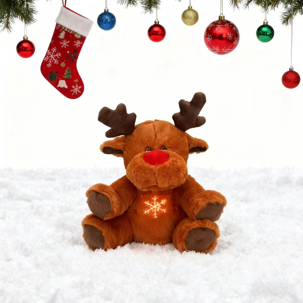 32Cm Light up Musical Moose Plush Toy Soft Stuffed Animal Reindeer Doll Calming Plush Christmas Decor Gift for Boys Girls