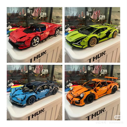 DIY Super Speed Sports Car Building Blocks Set – High-performance racing car model with durable ABS bricks, perfect for kids, teens, and car enthusiasts.