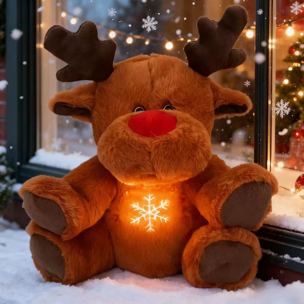 32Cm Light up Musical Moose Plush Toy Soft Stuffed Animal Reindeer Doll Calming Plush Christmas Decor Gift for Boys Girls