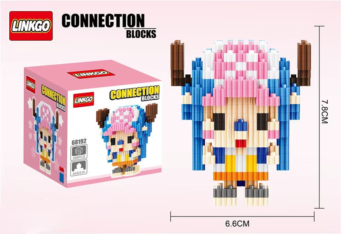 One Piece Connection Building Blocks Luffy Chopper Nami Sanji Zoro Usopp Ace Franky Brook Robi Diamond Brick Figure Toy for Kids
