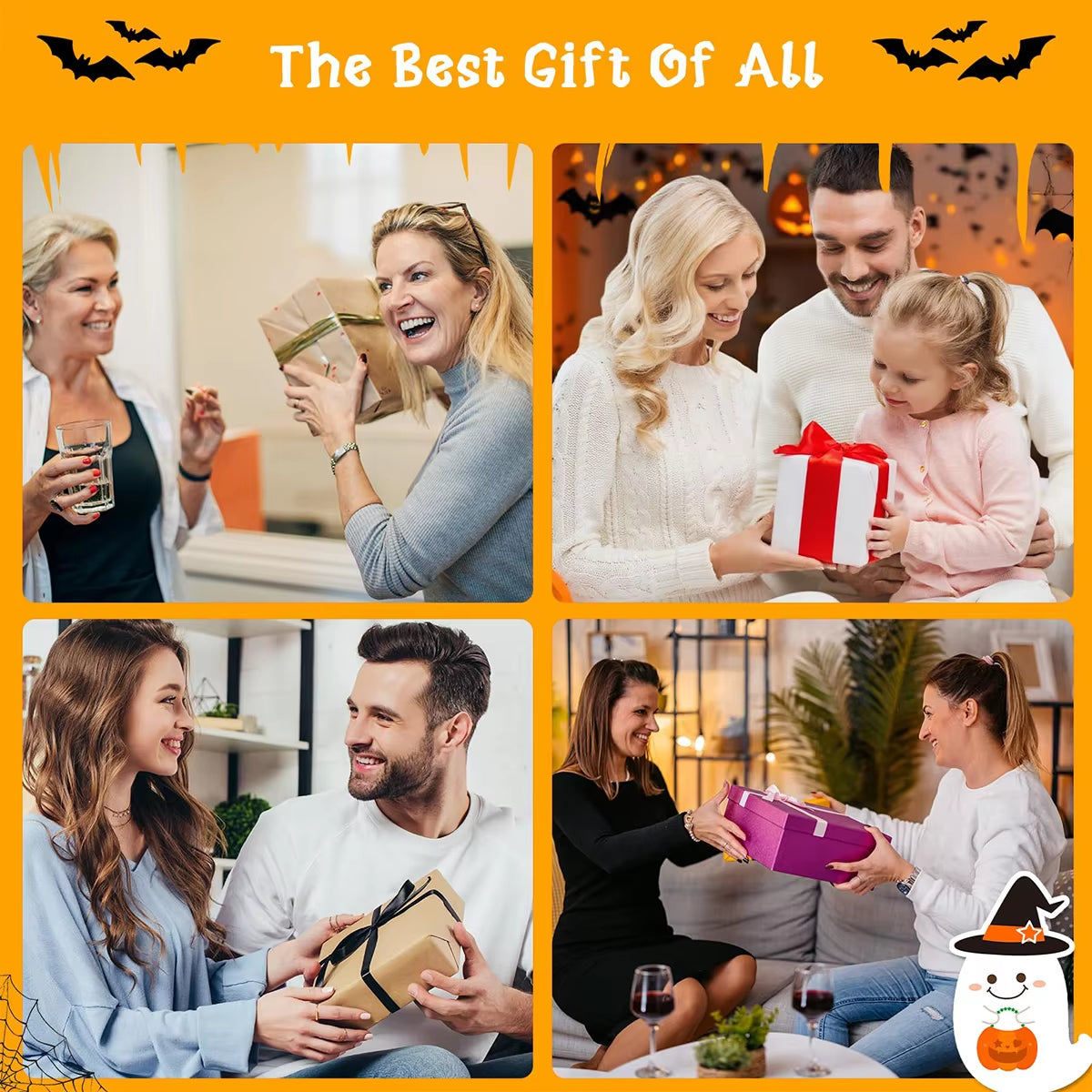 Ghost Night Light Halloween 3D Led Lamp Desk Kids Resin Cute Bedside Cartoon Battery Operated Creative Lights Bedroom Lamps Room