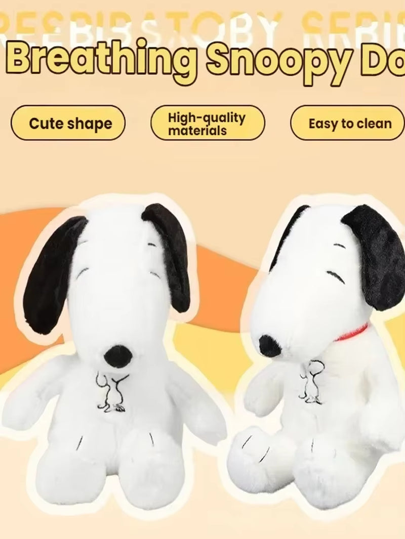 2026 New Baby Breathing Soothing Snoopy White Dog Plush Doll Sleeping Companion Music and Light Doll Sensory Stuffed Toy Kids