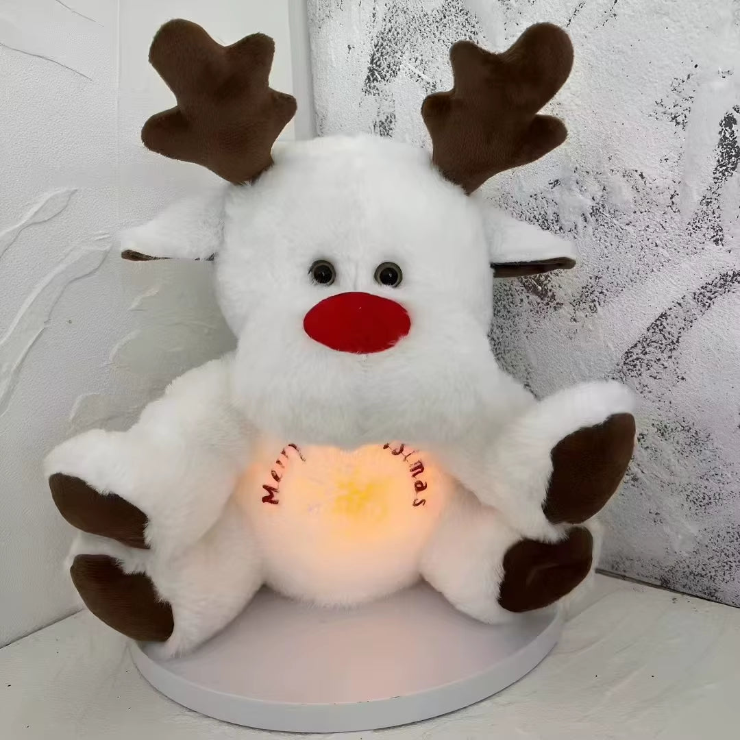 32Cm Light up Musical Moose Plush Toy Soft Stuffed Animal Reindeer Doll Calming Plush Christmas Decor Gift for Boys Girls