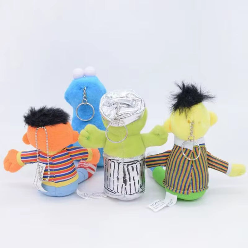 Enlightenment Cartoon Plush Keychain Cute ELMO Cookie Monster Schoolbag Pendant Big Bird Soft Stuff Accessories for Kid'S Gift