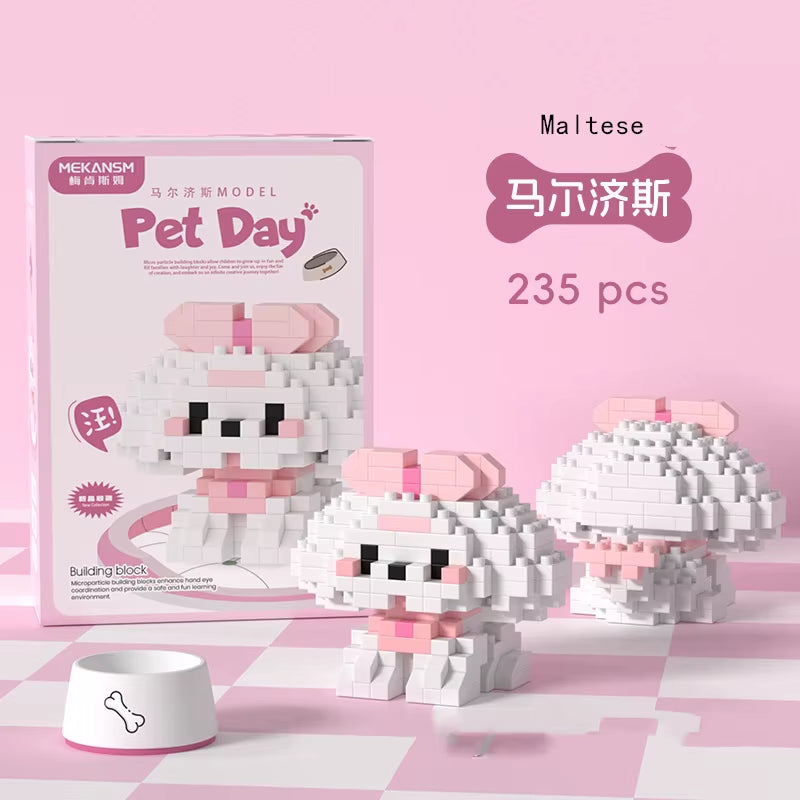 Mini Cute Pet Cat Series Cute Ragdoll Siamese Cat Brick Corgi Husky Small Micro Particle Children'S Dog Building Blocks Toys