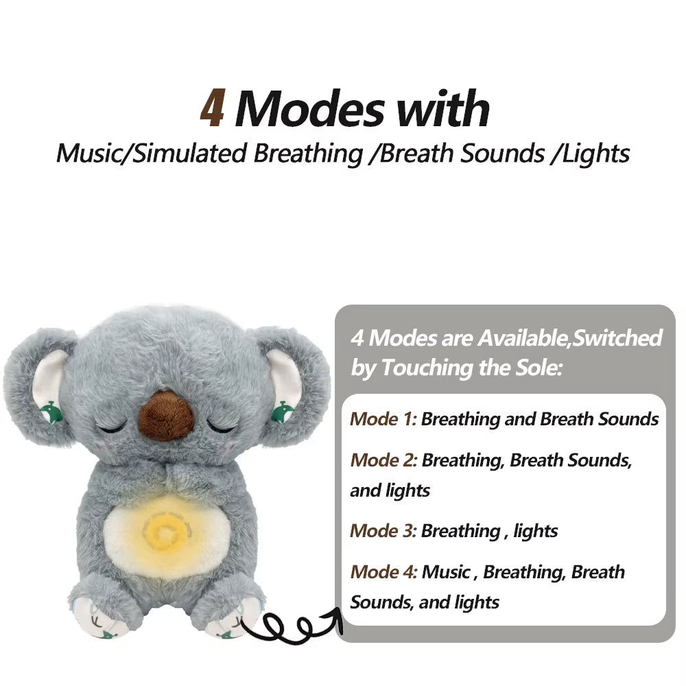 Breathing Bear Capybara Bunny Elephant Plush Doll Stuffed Toy Kids Soothing Music Sound and Light for Baby Sleeping Companion