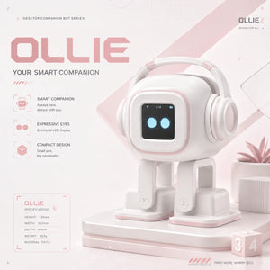 Smart AI robot companion in white shown from the front