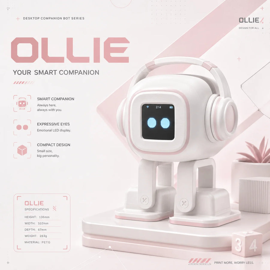 Smart AI robot companion in white shown from the front