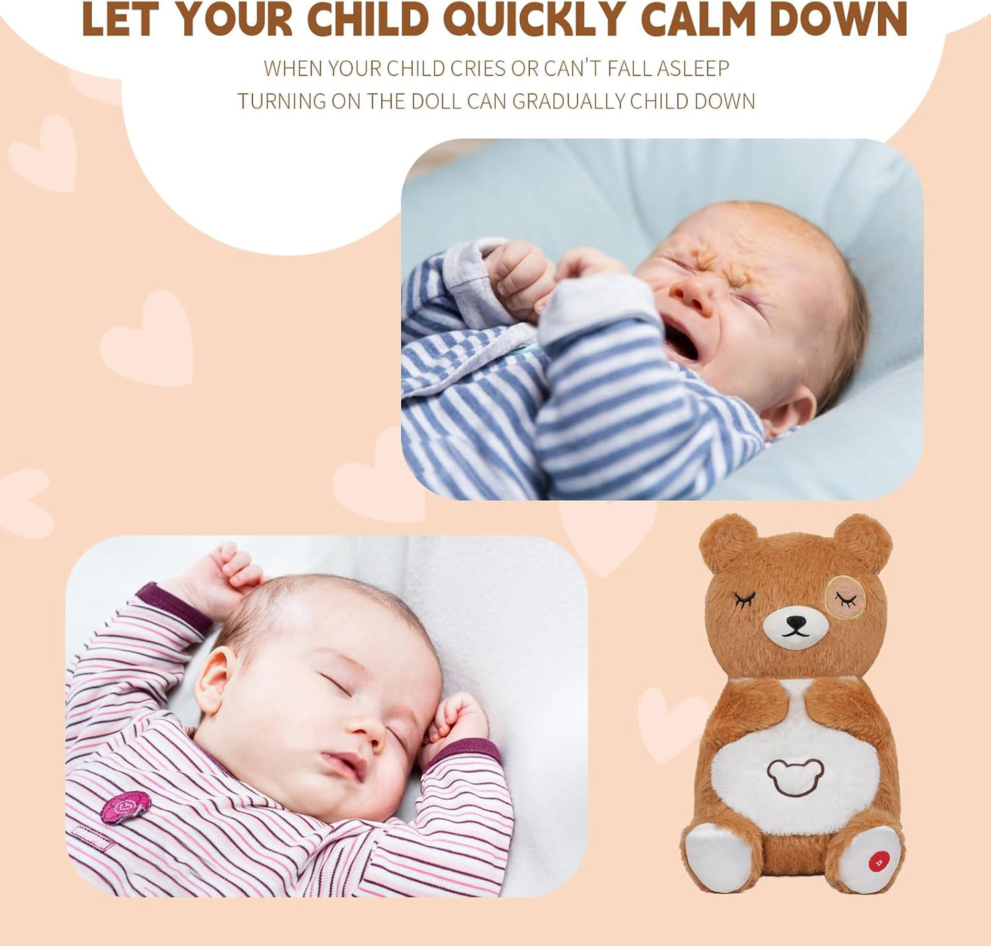 Breathing Bear Plush for Kids Gift, Soothing Stuffed Animal with Realistic Breathing Motion and Lights Music (Brown) Impact on Kids