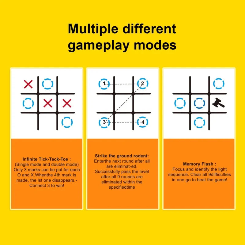 Multifunctional Tic Tac Toe Electronic Board Game Kids Educational Strategy Toyamily Interactive Brain Game for Parent Child Fun