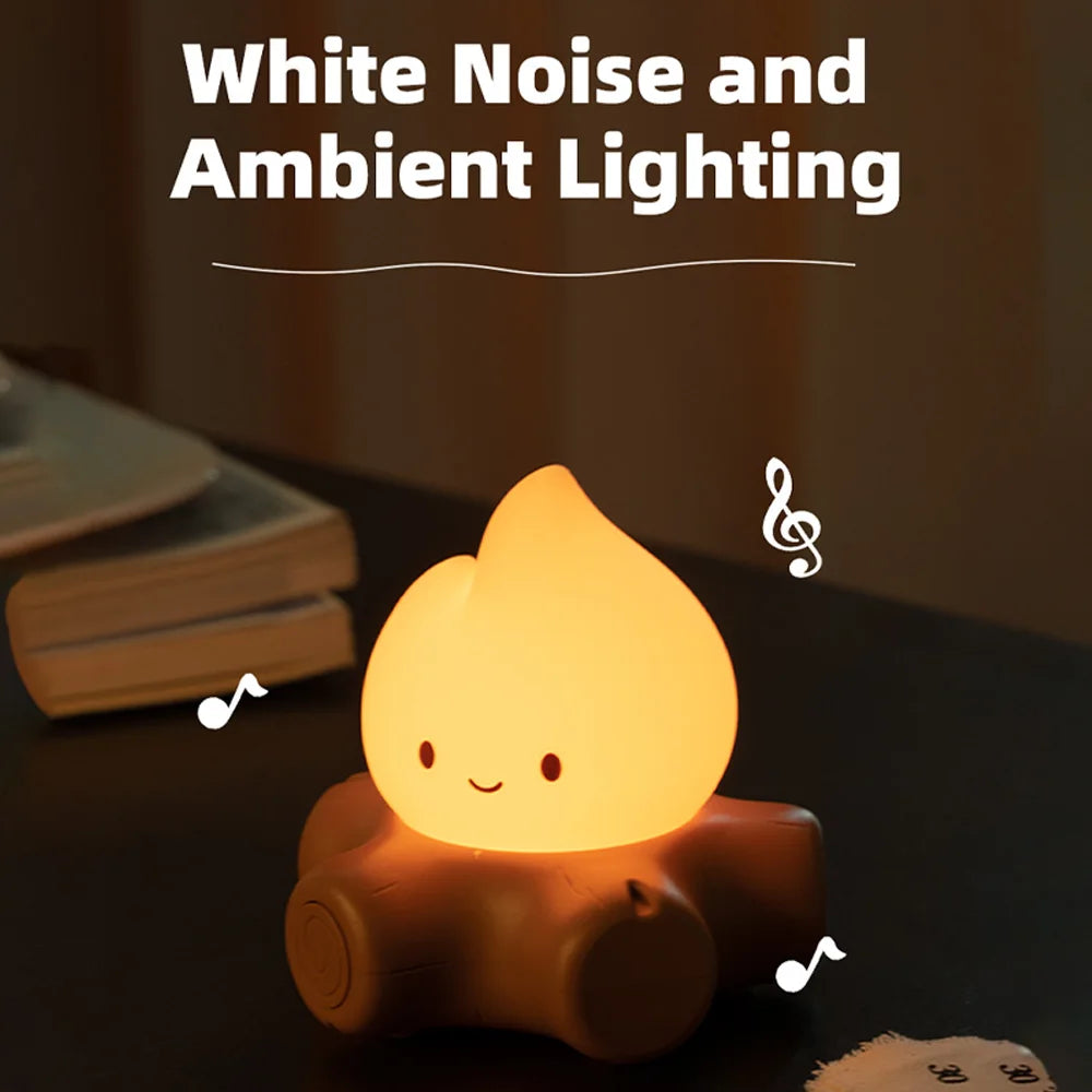 Campfire Night Lights with White Noise Creative Room Decoration Atmosphere LED Light Desk Lamp for Kids Christmas Birthday Gifts