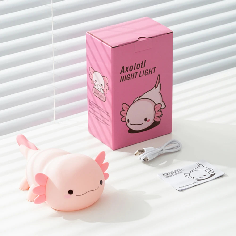 Valentine'S Day Axolotl Silicone Nursery Sleeping Lamp Touch Control Nightlights Gifts USB Rechargeable Table Lamp for Children