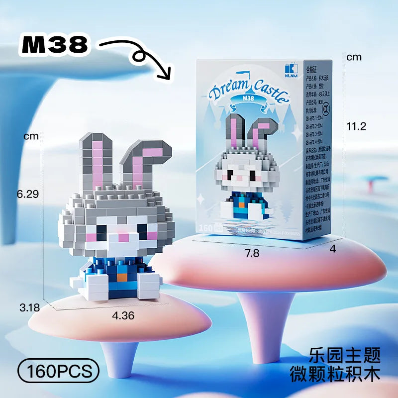 Disney Princess Series Building Blocks Snow White Belle Animal Model Small Particles Assembled DIY Puzzle Kids Birthday Gifts