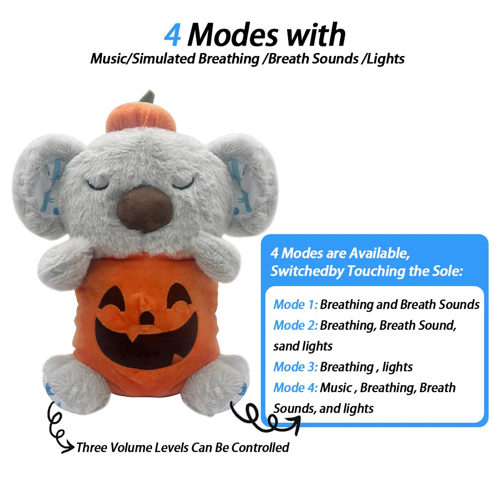 Breathing Bear Capybara Bunny Elephant Plush Doll Stuffed Toy Kids Soothing Music Sound and Light for Baby Sleeping Companion
