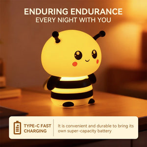 Bee night light with colorful glow option for a cozy bedroom