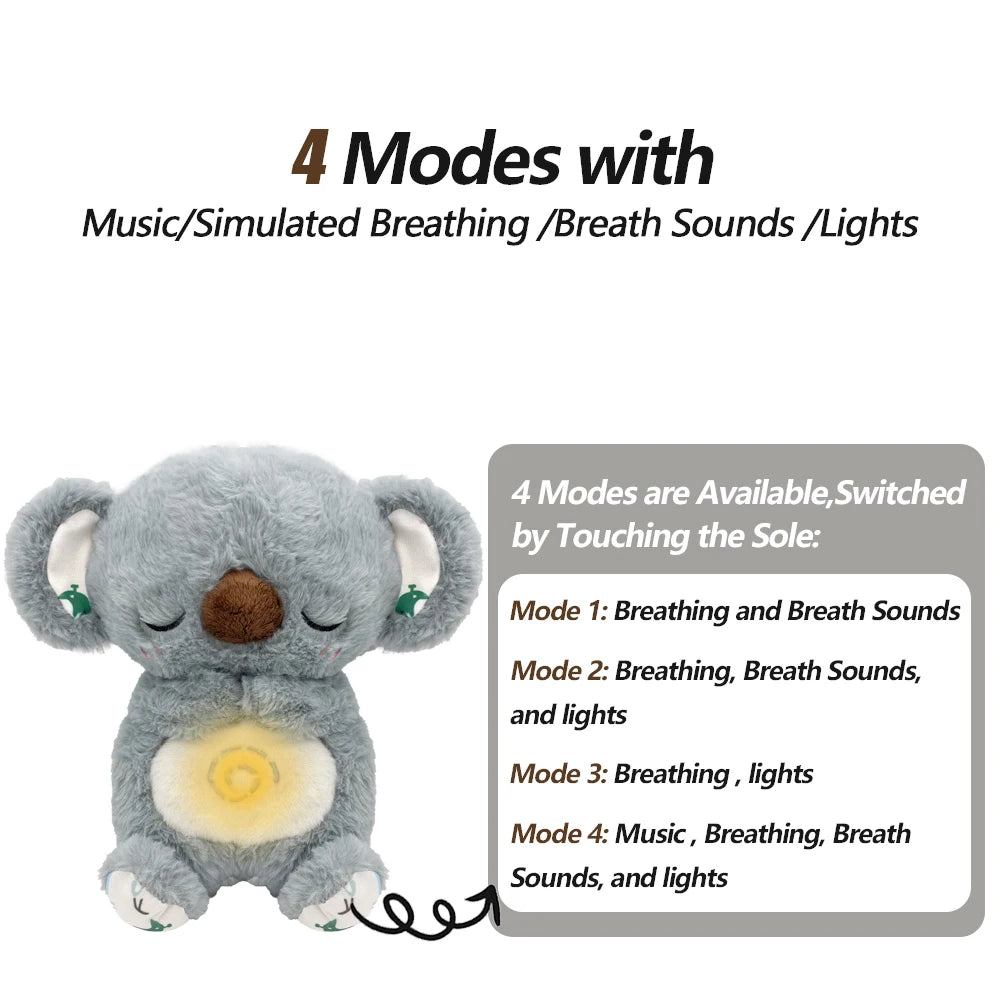 Breathing Bear Capybara Bunny Elephant Plush Doll Stuffed Toy Kids Soothing Music Sound and Light for Baby Sleeping Companion