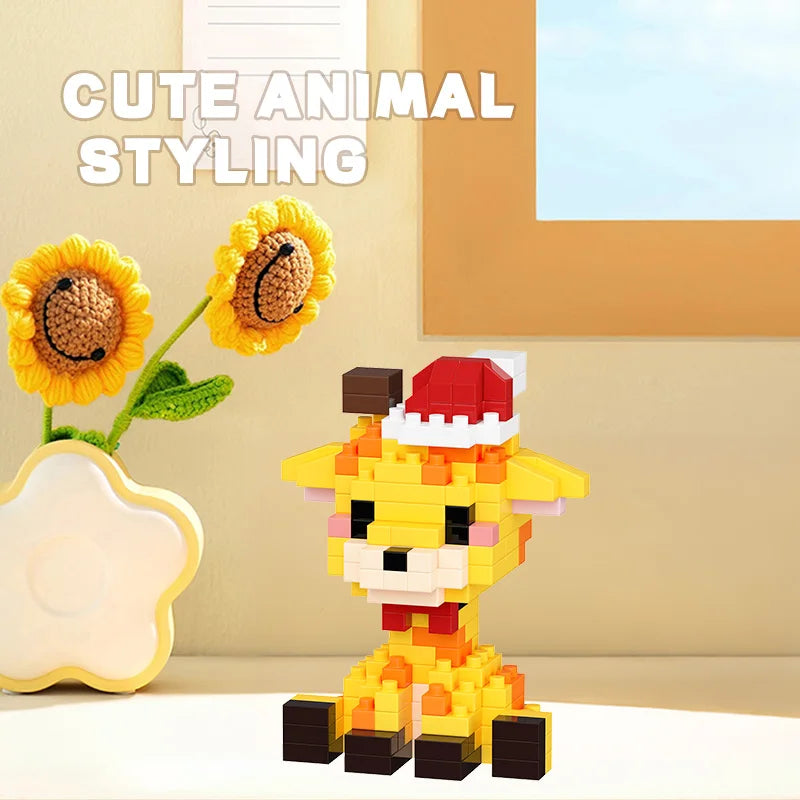Giraffe Cartoon Doll Building Blocks Party Animal Children'S Puzzle Assembly Toys Male and Female Gifts