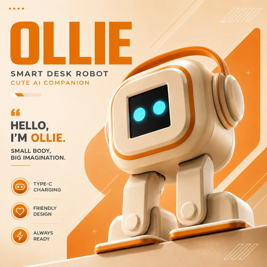 Smart AI robot companion desktop toy with animated face