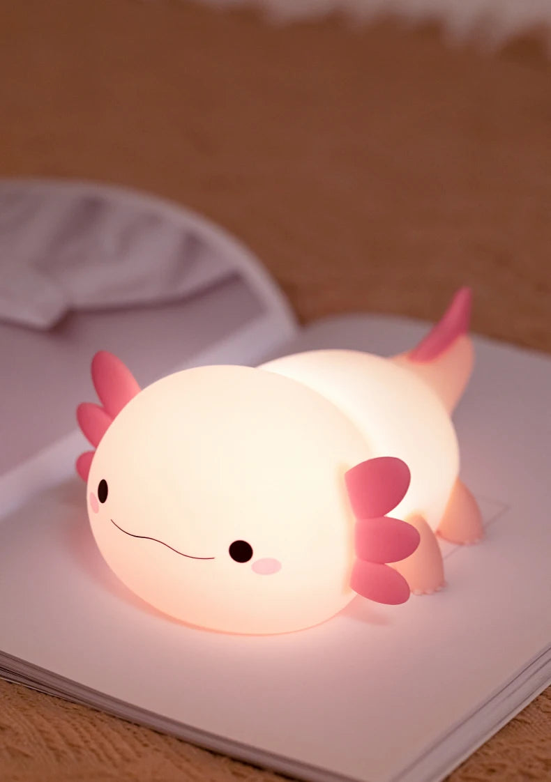 Valentine'S Day Axolotl Silicone Nursery Sleeping Lamp Touch Control Nightlights Gifts USB Rechargeable Table Lamp for Children