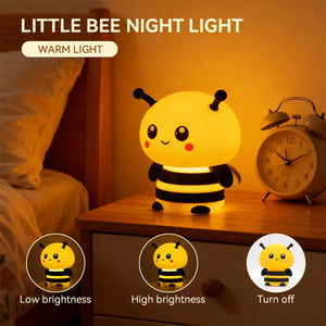 Bee night light with soft warm glow as a cozy bedside lamp