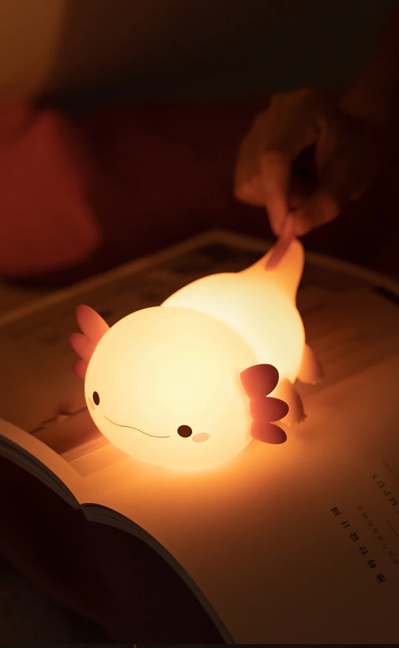 Valentine'S Day Axolotl Silicone Nursery Sleeping Lamp Touch Control Nightlights Gifts USB Rechargeable Table Lamp for Children