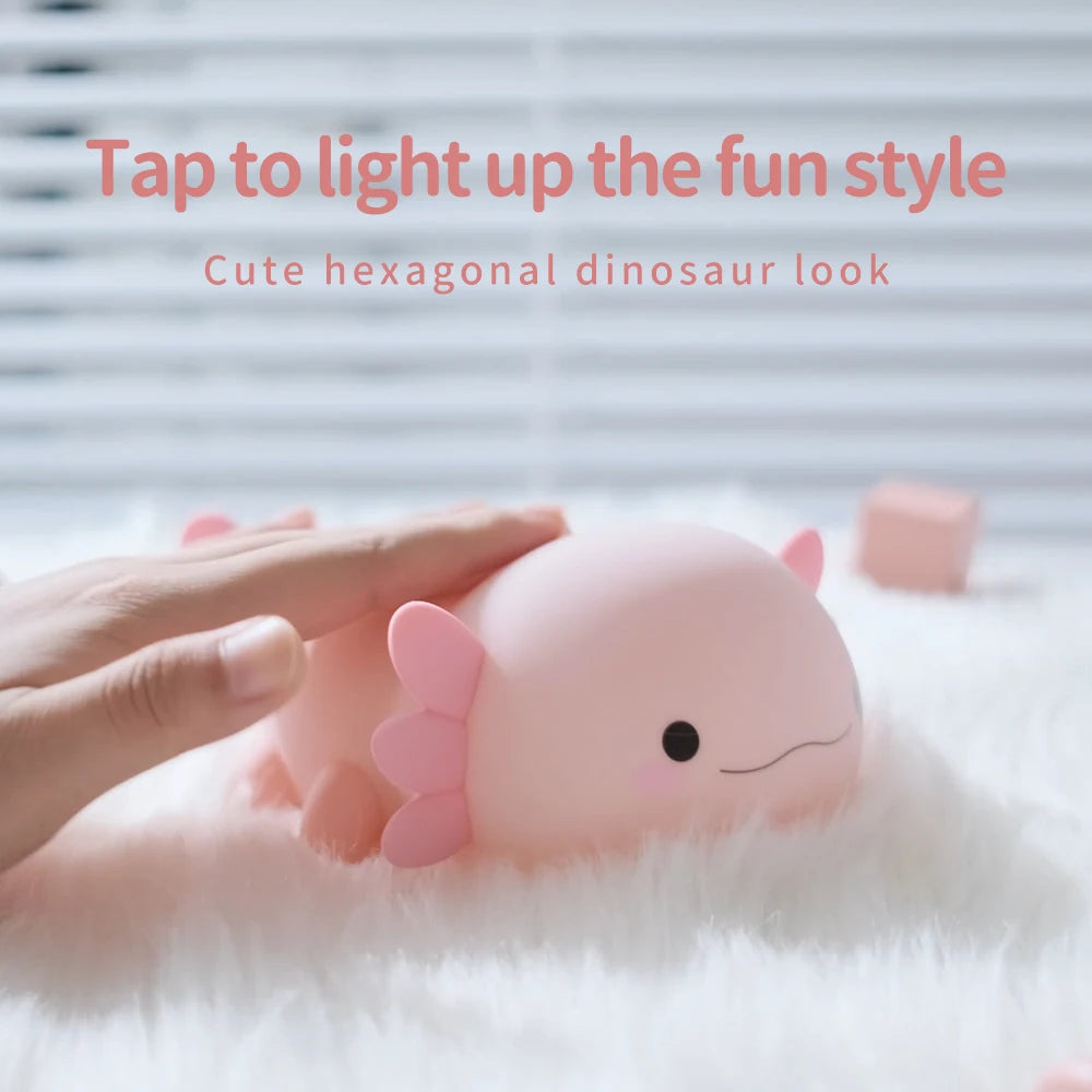 Valentine'S Day Axolotl Silicone Nursery Sleeping Lamp Touch Control Nightlights Gifts USB Rechargeable Table Lamp for Children