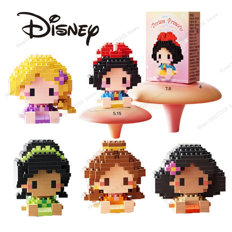 Disney Princess Series Building Blocks Snow White Belle Animal Model Small Particles Assembled DIY Puzzle Kids Birthday Gifts