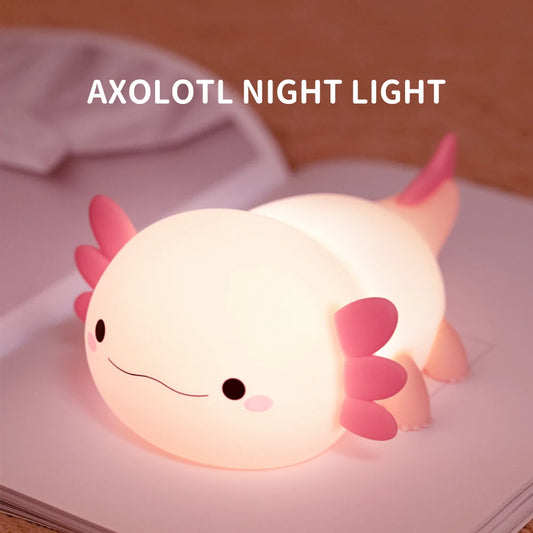 Valentine'S Day Axolotl Silicone Nursery Sleeping Lamp Touch Control Nightlights Gifts USB Rechargeable Table Lamp for Children
